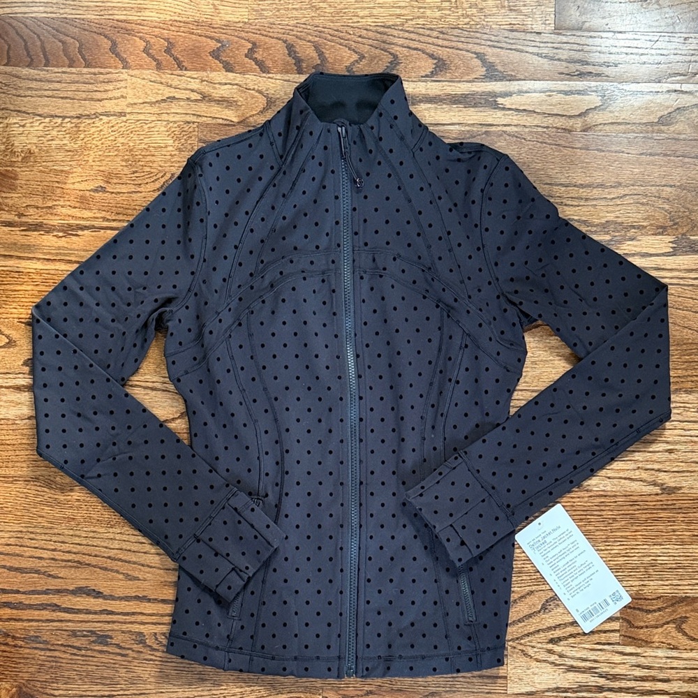 lululemon athletica define jacket nulu *flocked polka flock black size 8 NWT